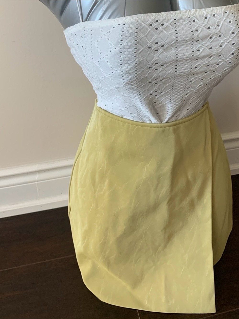 Le Lis Neutral Light Green Wrap-Style Mini Skirt